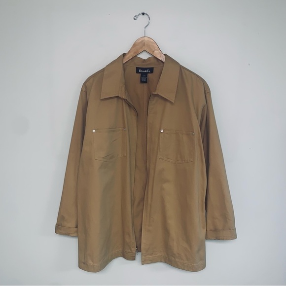 Denim&Co Vintage Light Jacket Utility‎ Workwear Tan Khaki Women’s  Size Large - Picture 5 of 7
